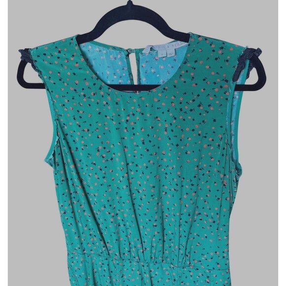 Veronica Beard Silk Floral Ruffle Mini Dress Green Size 8 - Picture 7 of 15